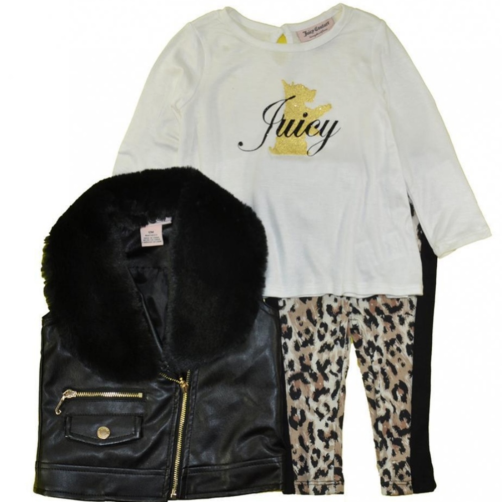 Juicy Couture Girls Black Vest 3pc Set Size 4